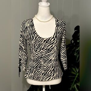 #8)  Silx By August Silk Leopard print sweater  and string detail sleeve